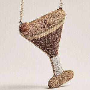 Anthropologie Maeve Beaded Espresso Martini Purse Bag Clutch NWOT